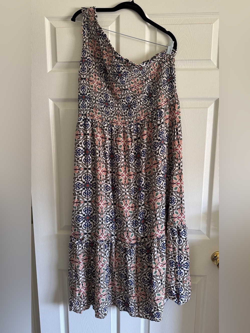 Knox Rose Boho Tile Print Smocked Midi Dress with Pockets | XXL